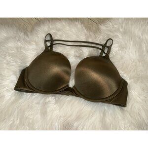 Victorias Secret Bombshell Push-Up Bra Super Padded Add 2 Cups Womens 36B Olive